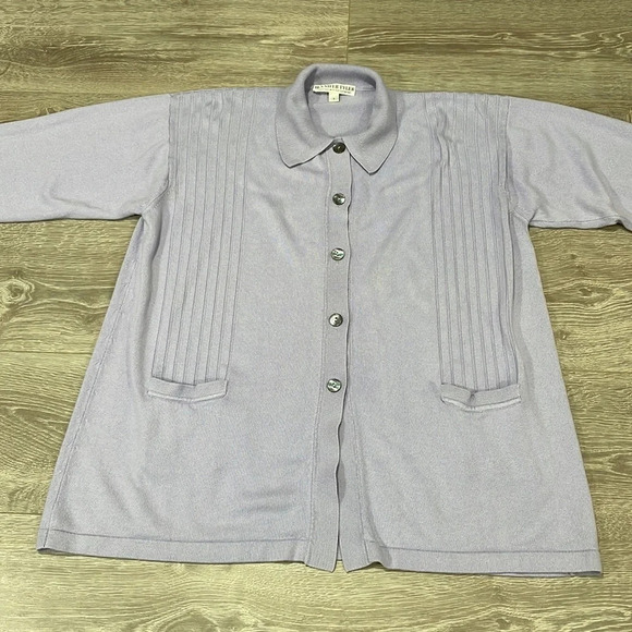 Jennifer Tyler Cashmere Silk Lavender Button Front Cardigan Sweater Pockets S - Picture 7 of 16